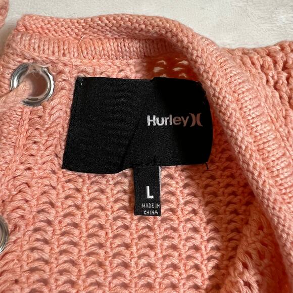 Hurley Open Knit Beach Sweater w/ Lace Up Back Size Large Colorful Casual - Picture 4 of 8